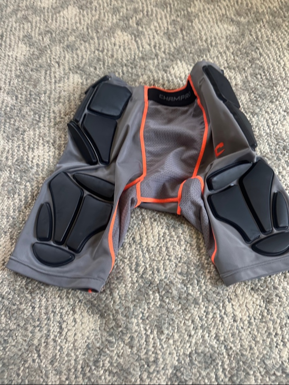 Champro Padded Compression Shorts in Gray with Orange Trim